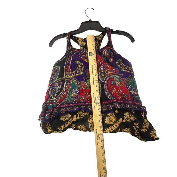 Patrons Of Peace Colorful Boho Tank Top Size S Paisley Floral Racerback Rayon - Picture 7 of 7